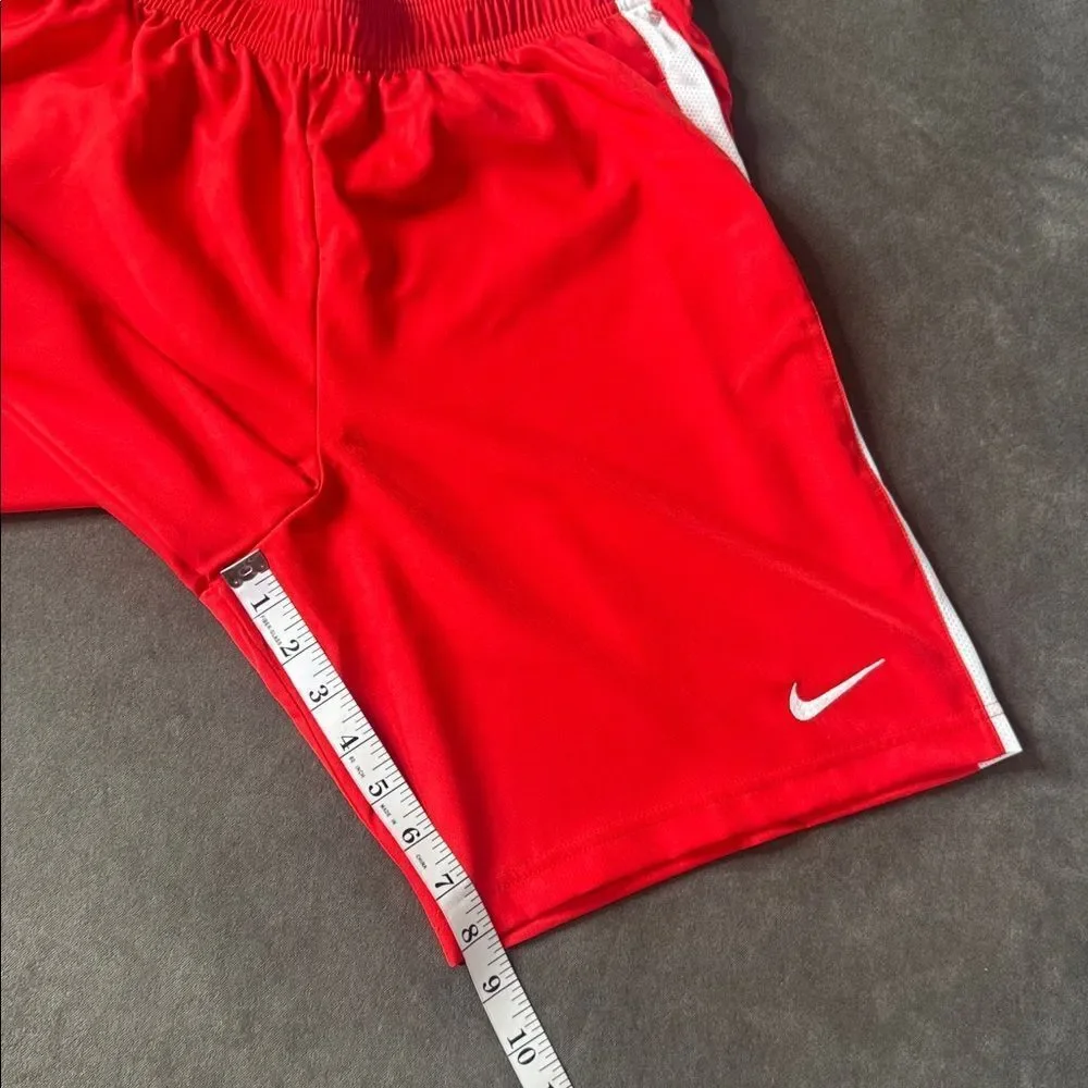 Mens Nike Dri-Fit Woven Venom Soccer Sport Shorts Red Drawstring Waist LARGE NWT